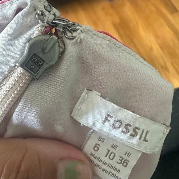 Fossil 100% Silk Pink & White Striped Sleeveless Dress - Picture 5 of 6